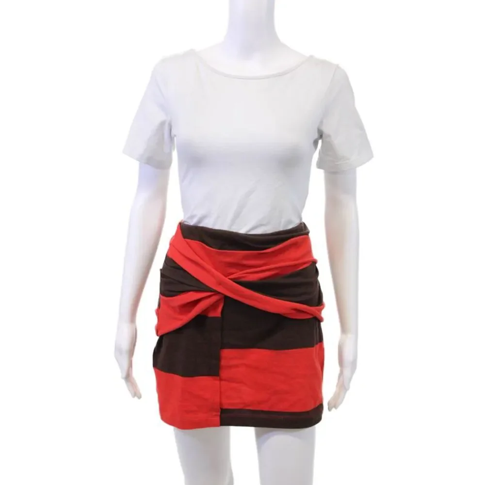3.1 Phillip Lim Womens Cotton Striped Stretch Mini Skirt Orange Size XS
